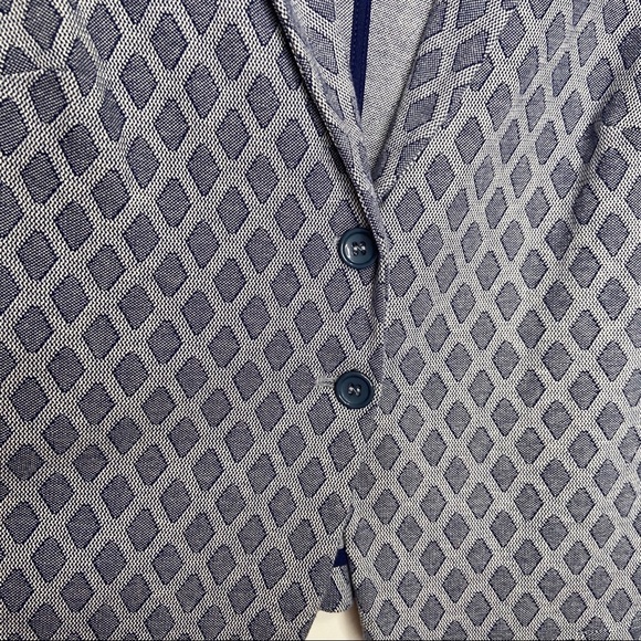 Pure Collection Blue Geometric Print Button Blazer - Picture 5 of 10